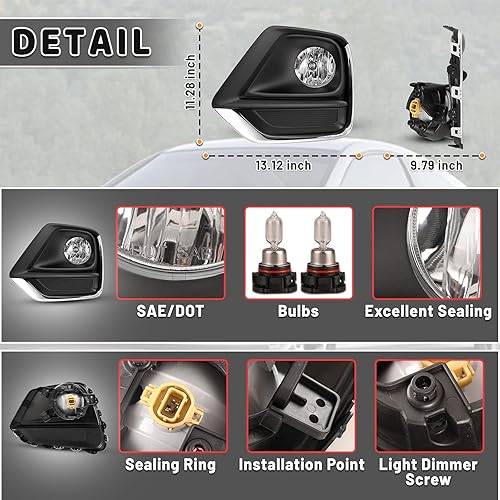 Miniatura 3 de AUTOWIKI Conjunto de luces antiniebla para Chevy Trax Chevrolet Driver Passenger 2017, 2018, 2019, 2020, 2021, 1 par