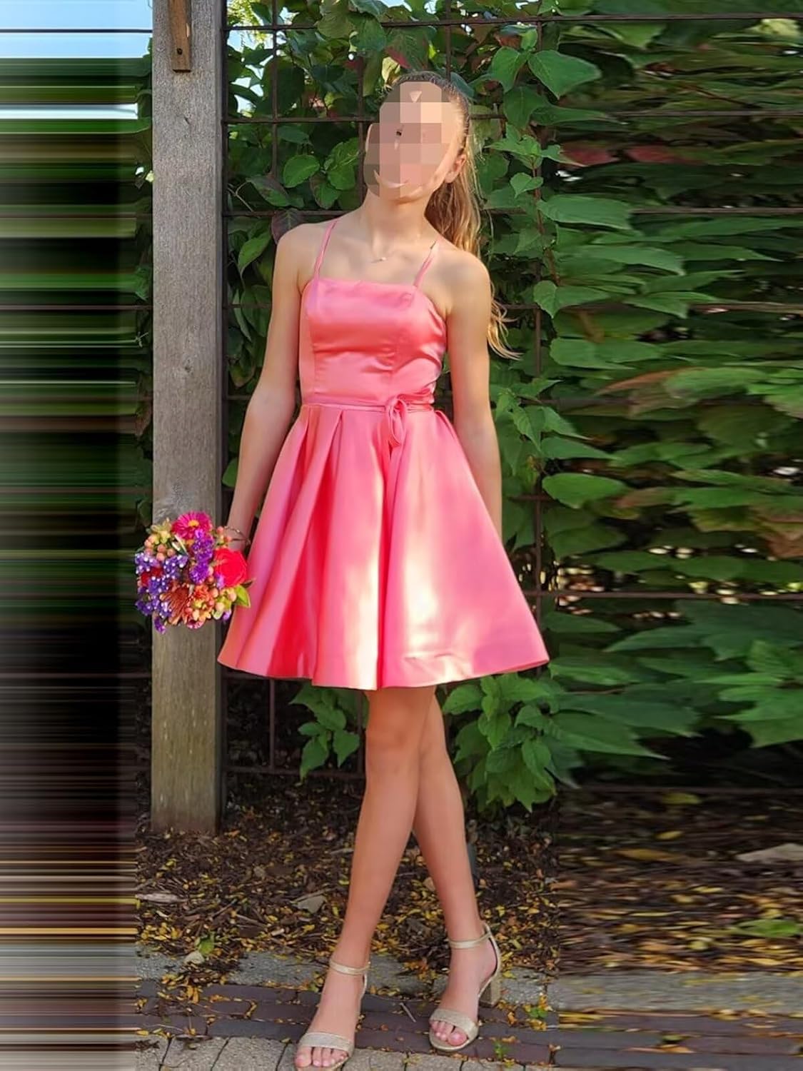 HIFICA Spaghetti Straps Homecoming Dresses 2026 Short Satin Cocktail Dress A Line Mini Puffy Prom Gown with Pockets - Image 5