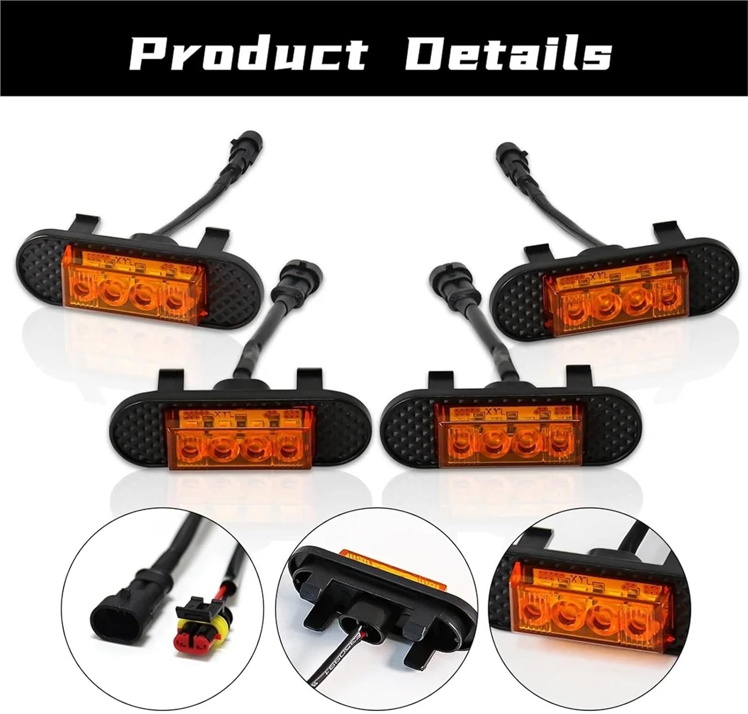 Car LED Front Grill Light Compatible With Ford Bronco 2021 2022 2023 Wilderness Edition Amber Daytime Running Warning Lamp Accessories(Smoked Lens Amber)