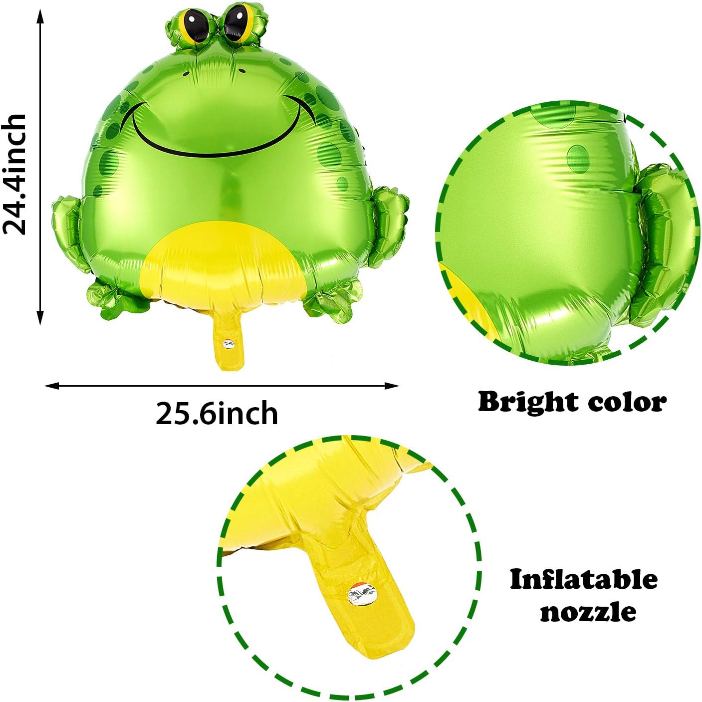8 Pieces Frog Foil Balloons Large Inflatable Air Balloon Big Green Frog Mylar Balloons Animal Themed Party Decoration for Wedding Birthday Baby Shower School Party Supplies, 25.6 Inch
