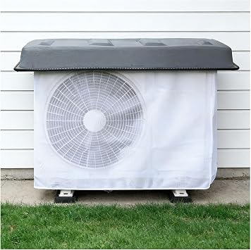 Air Conditioner Cover for Outside Unit, Mesh Cover for Mini Split HVAC Condenser Compressor Heat Pump Protects, Waterproof No Drill AC Cover While Running, Windproof Design