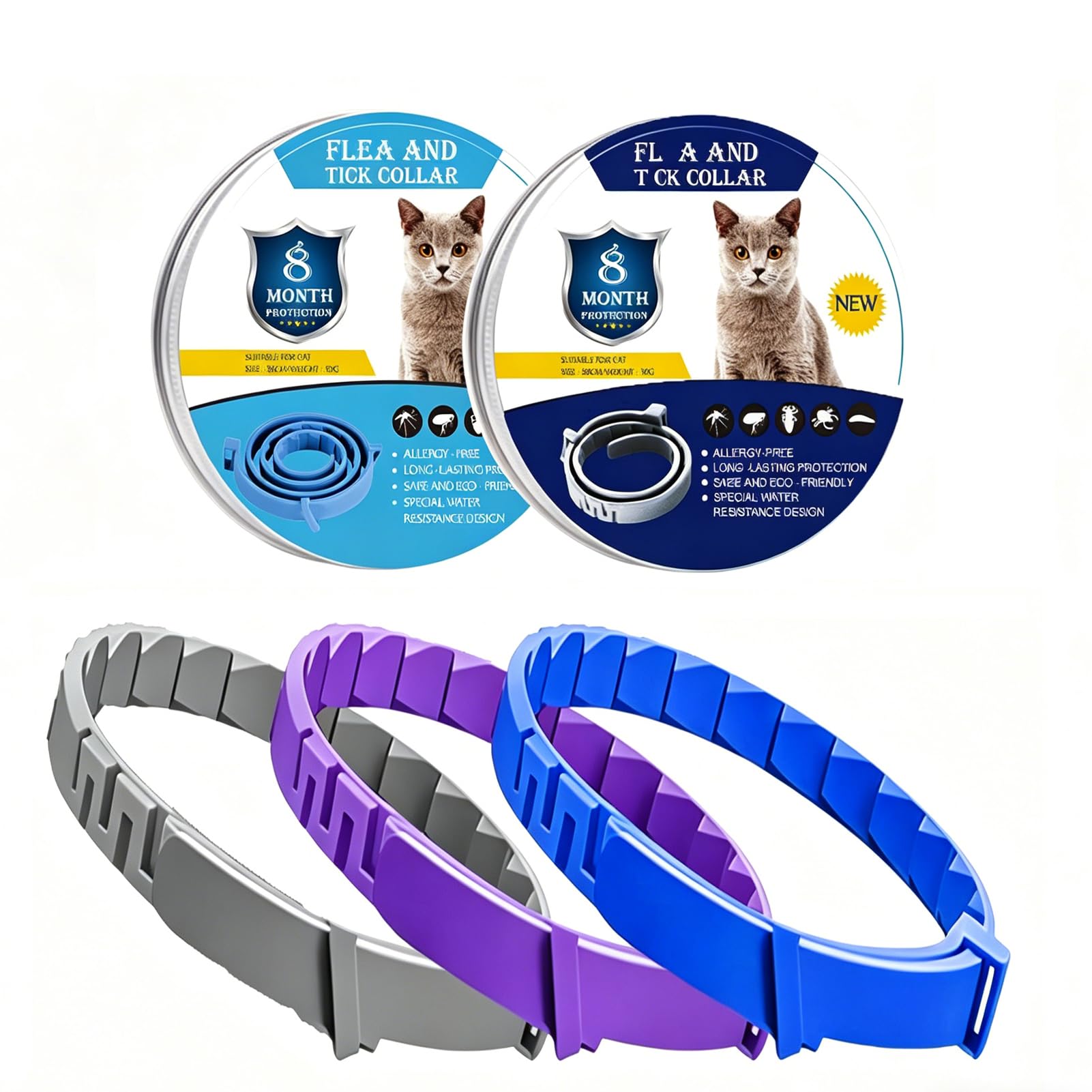 Cat Repellent Treatment, 3PCS Adjustable Cat Collars Built-in Pant-Based Formula Waterproof Collar for Small Medium Large Cats