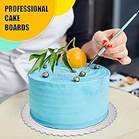 Vista 4 de Paquete de 50 tableros redondos plateados de 12 pulgadas, soporte redondo para tartas de Navidad, cartón, base de cartón, círculos a prueba