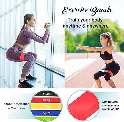 Miniatura 3 de M&amp;M SCRUBS Bandas de ejercicio de resistencia  Juego de 5 bandas elásticas de fitness con guía de instrucciones y bolsa de transporte