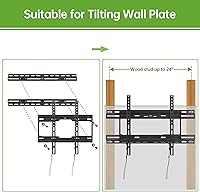 Vista 5 de USX MOUNT - Soporte de extensión de montaje en pared para televisor con placa de pared, ajuste para travesaños de madera de 16-24 pulgadas y fácil