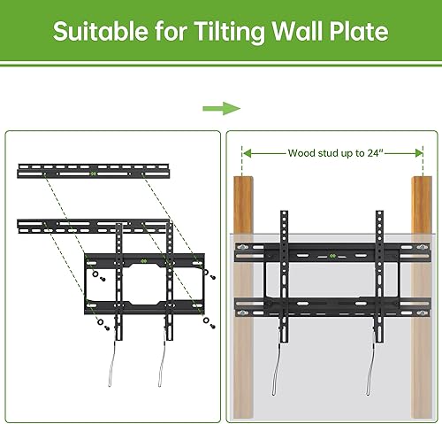 Miniatura 5 de USX MOUNT - Soporte de extensión de montaje en pared para televisor con placa de pared, ajuste para travesaños de madera de 16-24 pulgadas y fácil