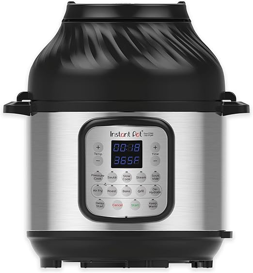 Instant Pot Duo Crisp 11-in-1 7.6 Litre Multi-Lid Electric Pressure Cooker with Air Frying, Steaming, Slow Cooking, Sauté, Drying and Air Fryer