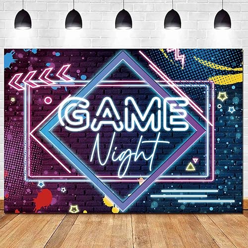 Telones de fondo de fotografía de neón brillante de 5 x 3 pies para juego en decoración de fiesta de cumpleaños, fiesta de pijamas, fiesta de