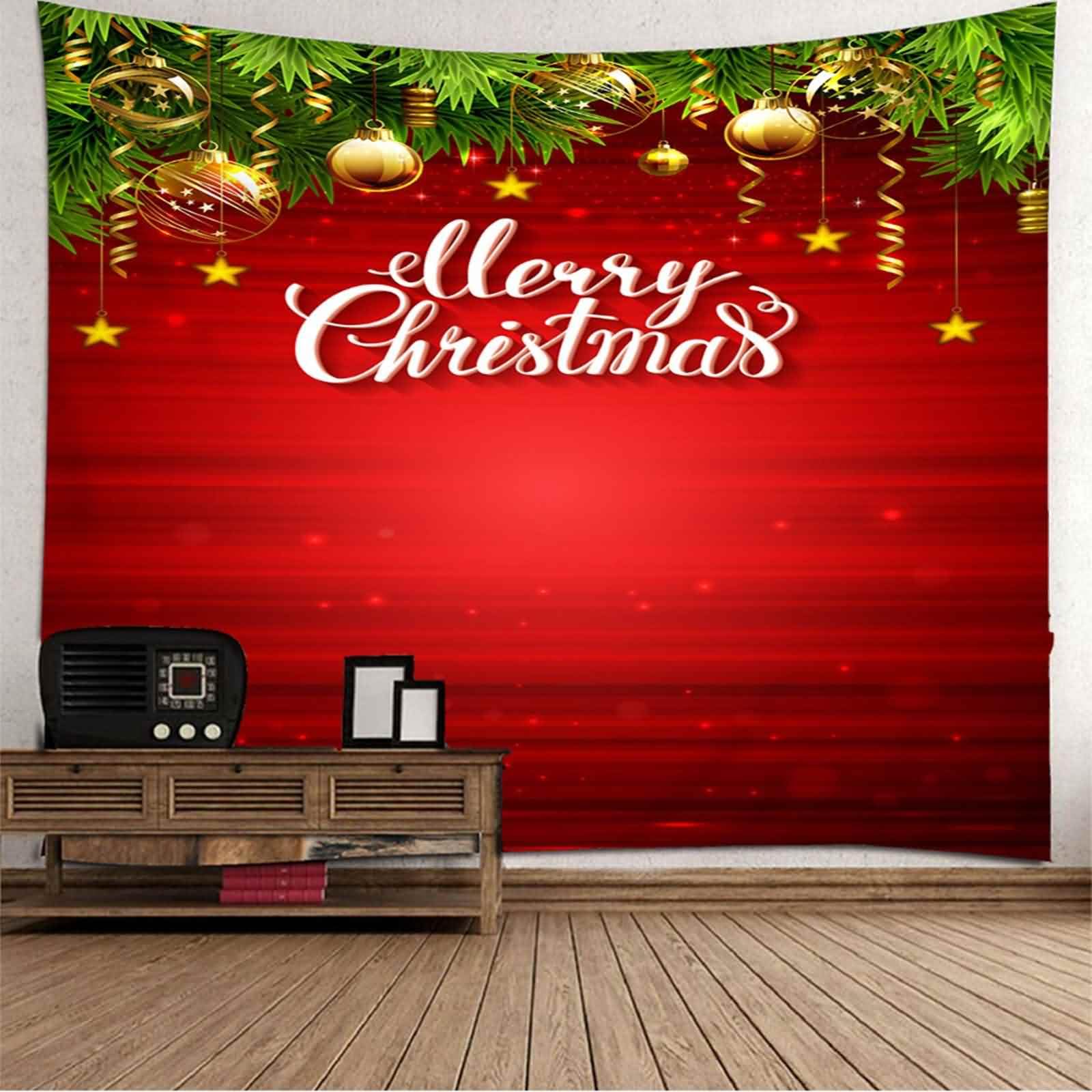Navidad Tapices Infantiles Papel Tapiz Para Suelo Bola De Decoración De Navidad Estrellas Tapiz Para Sofás Papel Tapiz Cocina 3D Verde Blanco Amarillo Rojo 350x256cm