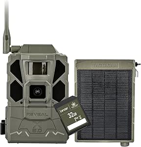 TACTACAM Reveal X Gen 3.0 Cellular Trail Camera - Multi Carrier, HD Photos & Videos, Pre-Installed Antenna, Built-in GPS, Low-Glow IR Flash, Fast Trigger Speed + Reveal Solar Panel and 32GB SD Card asin的图片