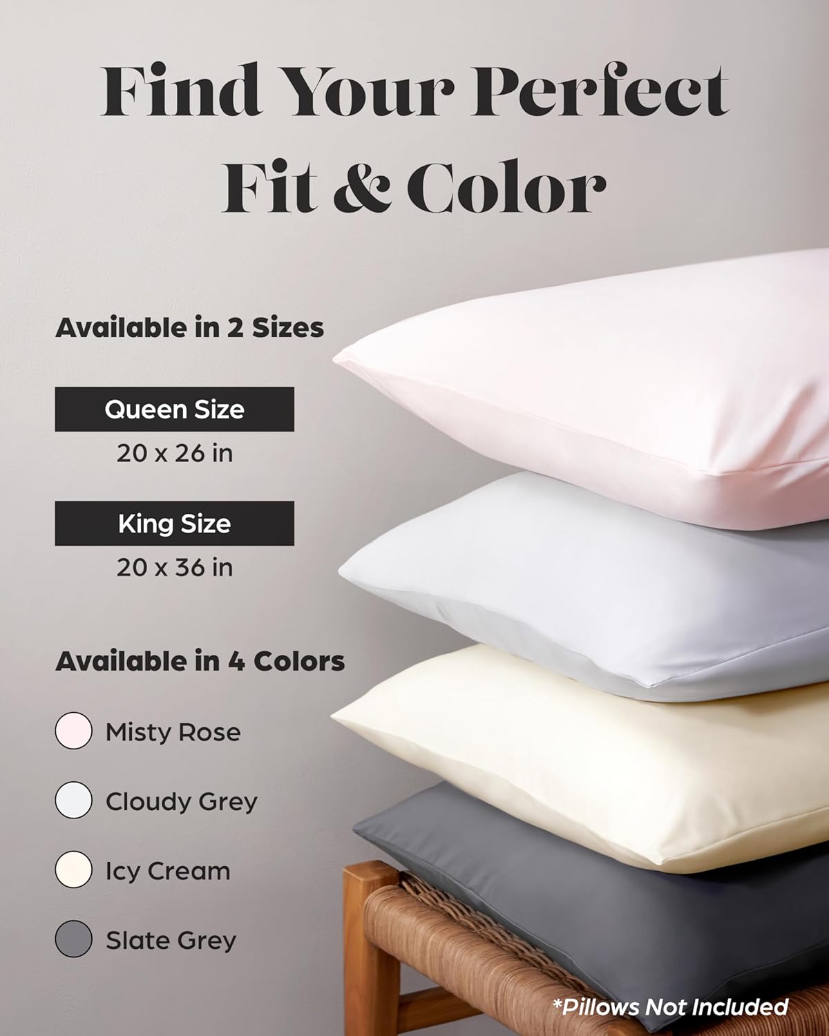 Lavish Comforts® Cooling Pillow Cases for Hot Sleepers – Cool, Ultra-Soft Pillow Cases for Acne & Frizz, Anti Acne Pillow Case, Antimicrobial, Alternative Silk Pillow Cases– Queen Slate Grey Set of 2 - Image 7