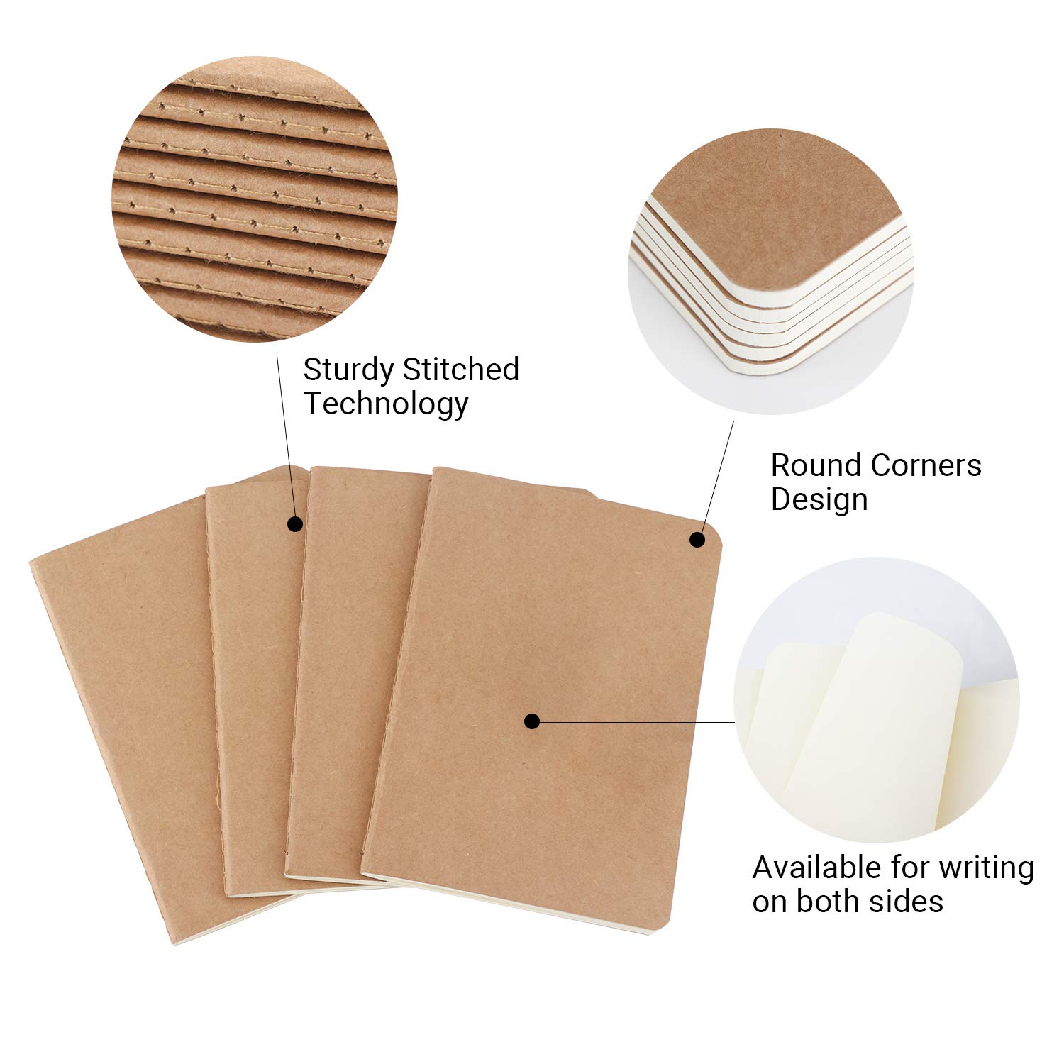 EUSOAR Kraft-Notizbuch, unliniert, A6, 9,9 x 14 cm, blanko, unliniert, blanko, Reisetagebuch, Notizblock-Set, Bulk, Studenten, Büro, Schreibtagebuch, Notizbücher, Papier