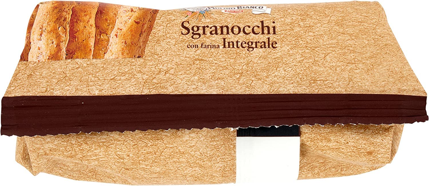 6x Mulino Bianco Grissini Sgranocchi con Farina Integrale Grissini mit Vollkornmehl, perfekt als Snack, 200 g
