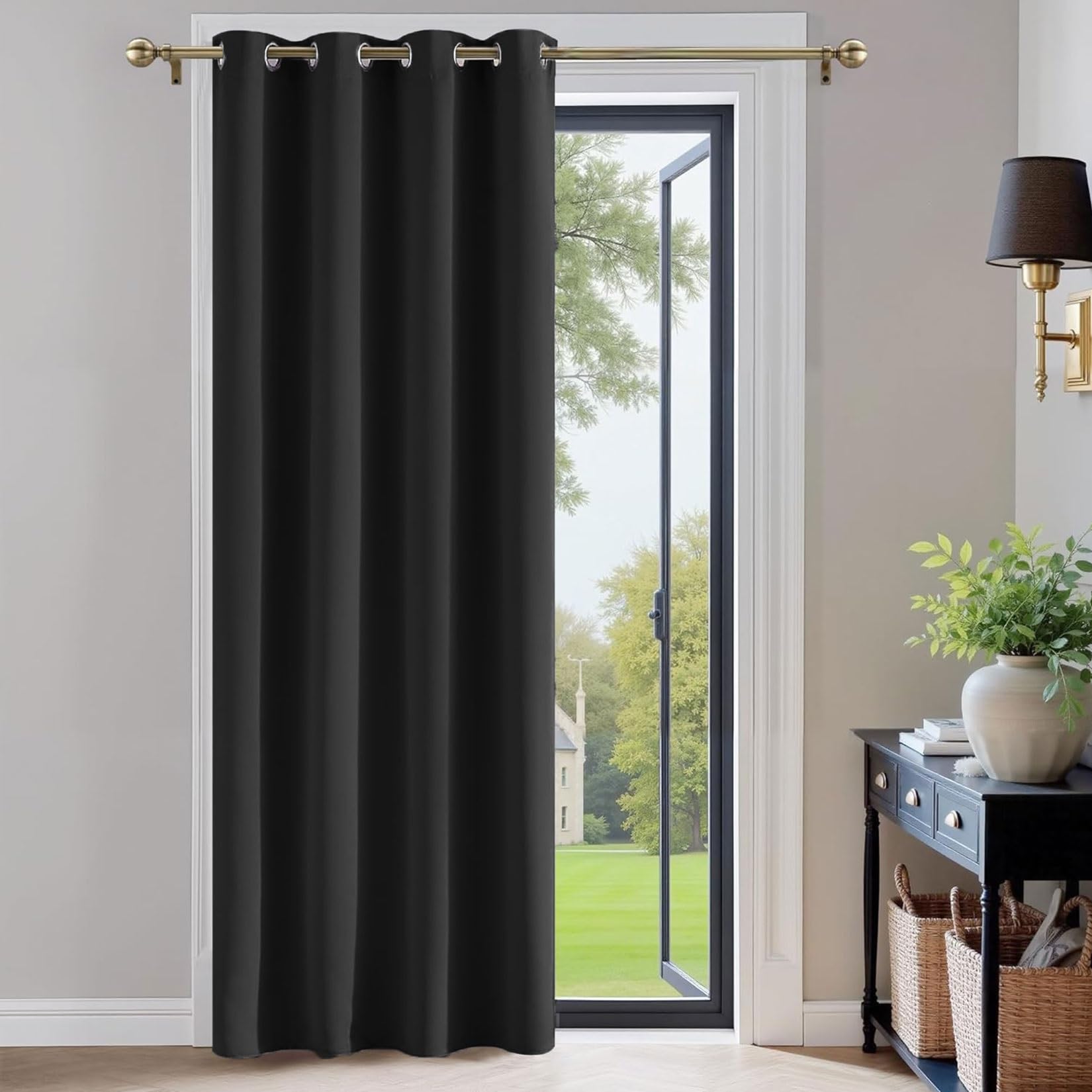 Liujyuan Black Out Curtain 60 X 215 Cm Room Darkening, Privacy Protection Darkening Curtains Soft Texture, Solid Color For Balcony, Kithcen Window,