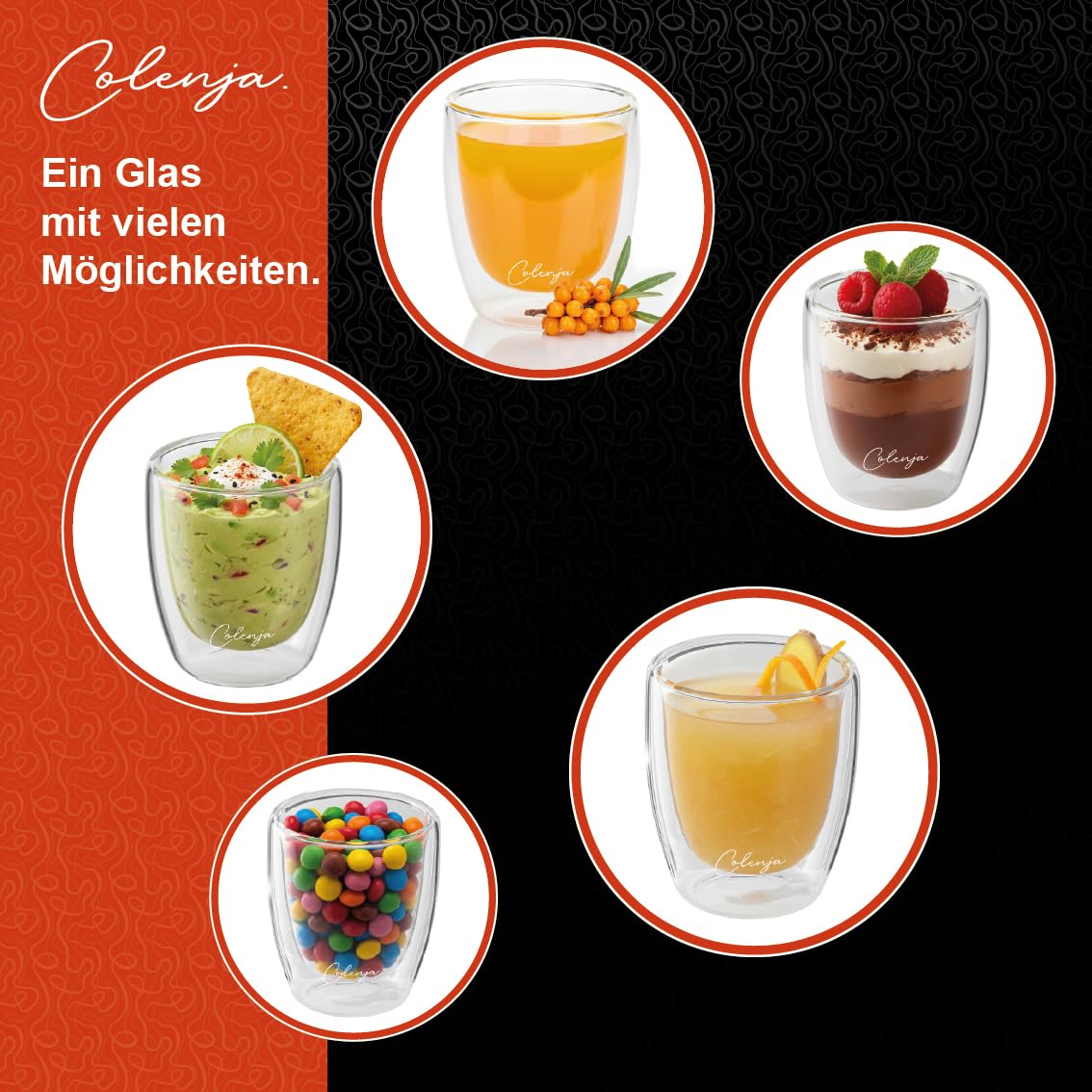 Set di 6 tazzine caffe vetro a doppia parete 80 ml - Bicchieri espresso di alta qualità - Vetro elegante e resistente ai graffi - Idea regalo - Vetro borosilicato - Lavabili in lavastoviglie