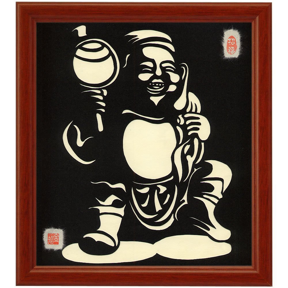 Amazon｜色紙サイズの額装仕立て開運切り絵『七福神・大黒天』 和紙
