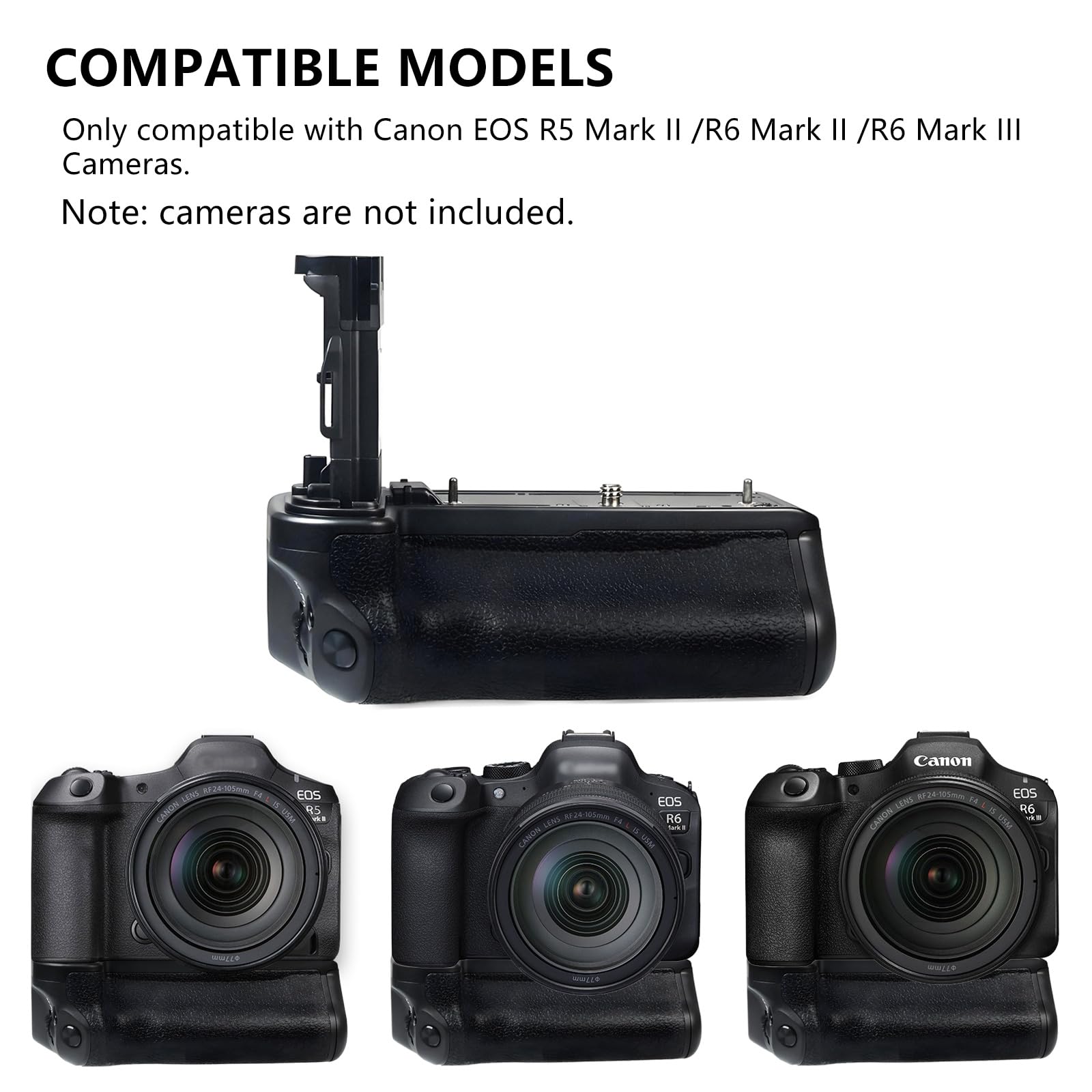 BG-R20 Batteriegriff für Canon EOS R6 Mark III /R6 Mark II /R5 Mark II Kamera, Synchronisierung Aller Funktionen, hält 2 wiederaufladbare LP-E6P Lithium-Ionen-Akkus.