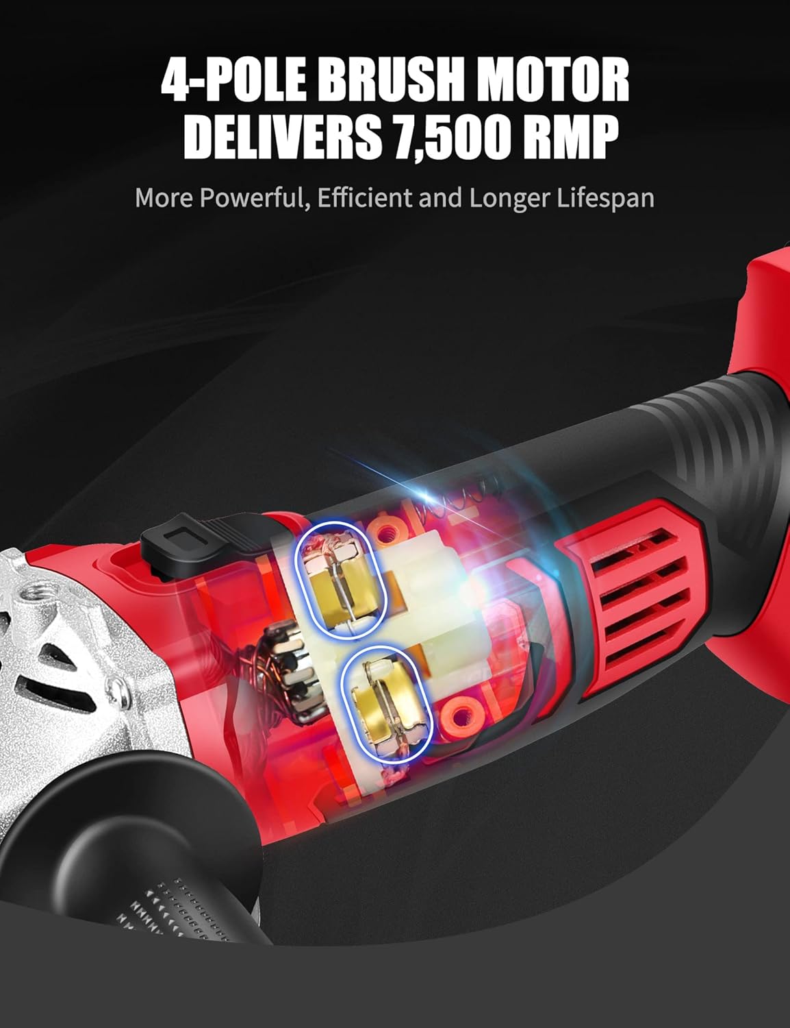 AVID POWER Cordless Angle Grinder with 4-pole Motor, 20V Cordless Grinders Tools w/4.0A Battery & Fast Charger, 4-1/2 Inch Grinding Wheels, Cutting Wheels, Flap Discs and Adjustable Auxiliary Handle - - 