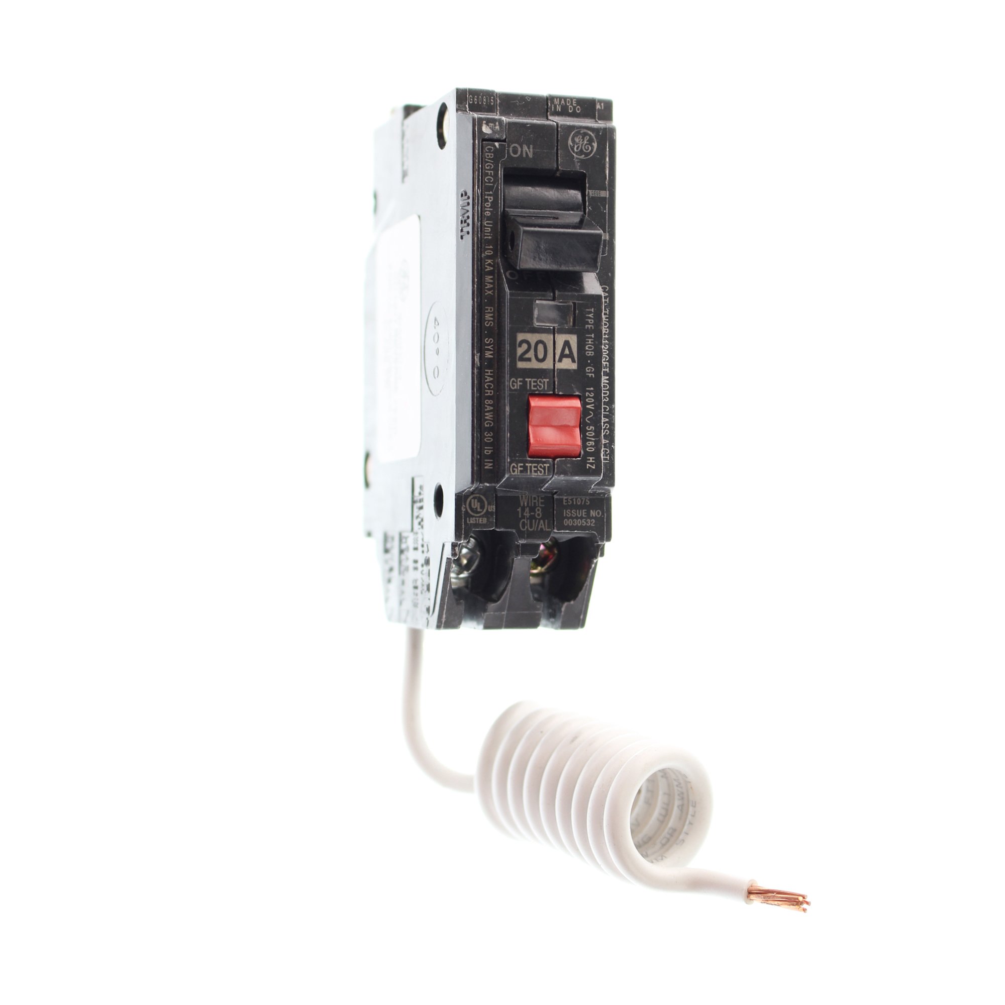 GE THQB1120GF Interruttore Magnetotermico Salvavita 20 Ampere - 1 Polo, 120/240 Volt, Per Quadri Elettrici Industriali