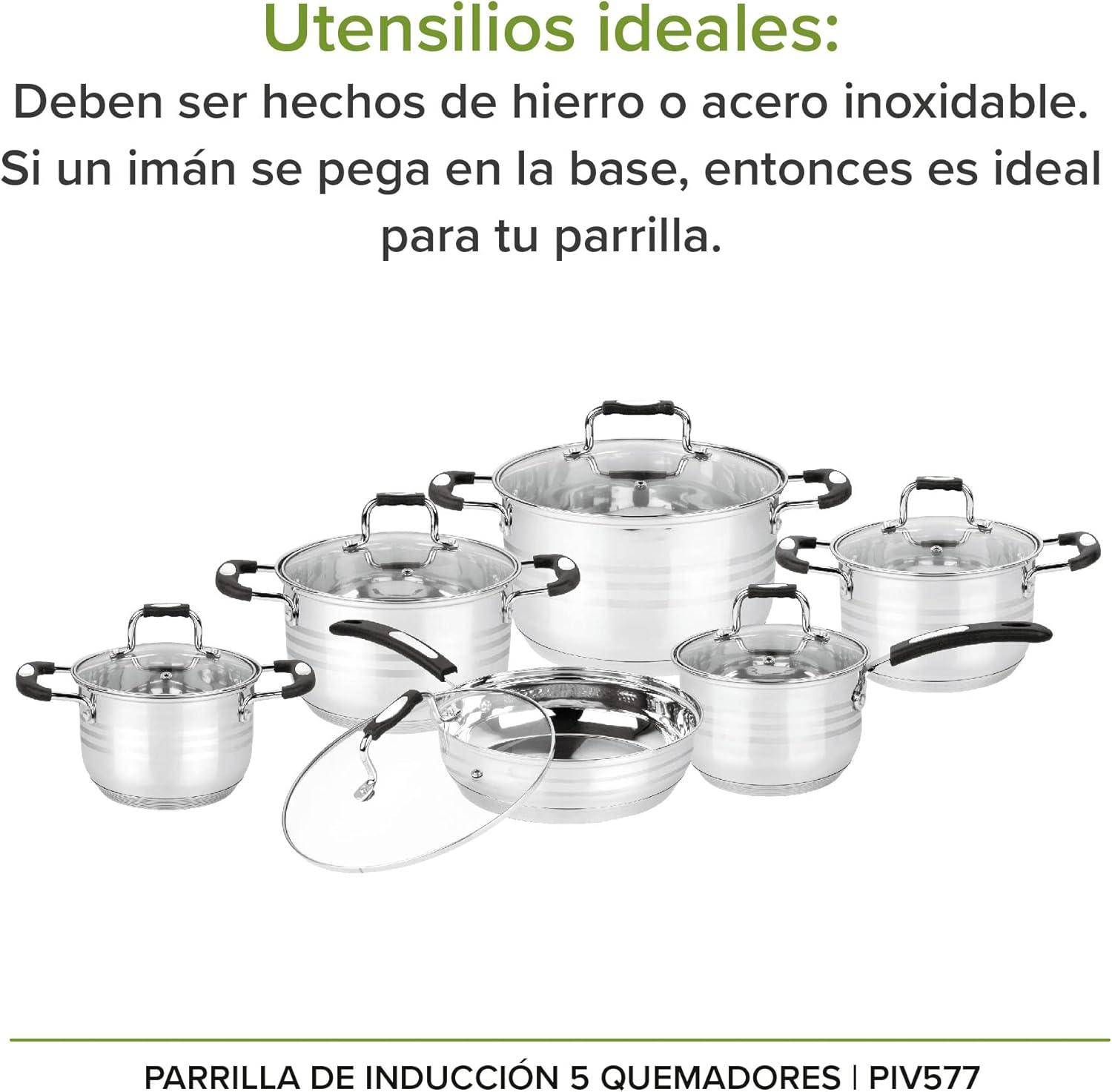 Image showing various pots and pans, illustrating the type of utensils compatible with an induction grill.