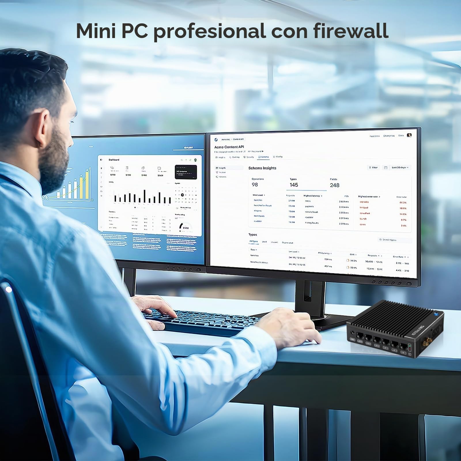 Fanless Firewall Mini PC Intel N3710 4C/4T 6X Intel i226 LAN, Network Gateway Soft Router, Test with PF-Sense/OPN-Sense AES NI HD/Type-C/SIM/TF/Wi-Fi (8G RAM 240G SSD)