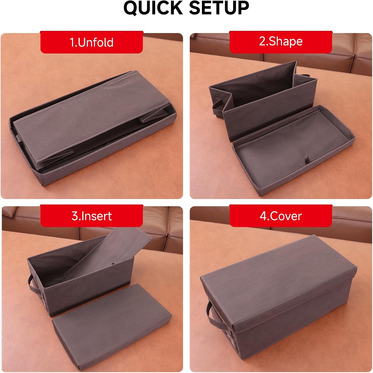 DVD Storage Box 4 Pack – Brown Sturdy Media Organizer with Lids, Holds 25 Standard DVD Cases Each, Stackable Storage Bin for DVDs, CDs, Video Games, and Discs