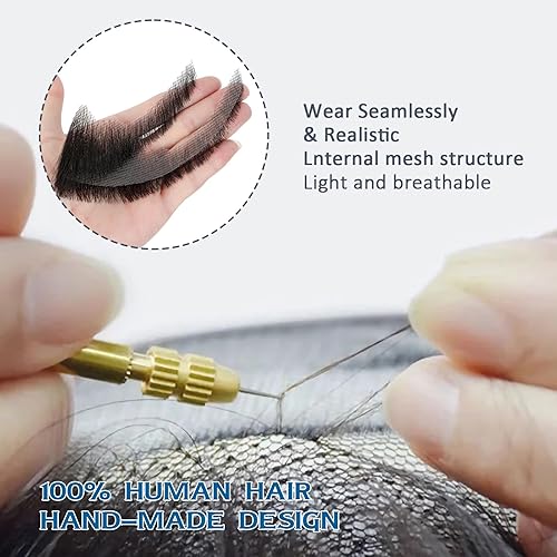 Miniatura 4 de Fanguilar 100% cabello humano atado a mano completa de encaje falso bigote de cabra, cabello humano de barba falsa maquillaje realista para