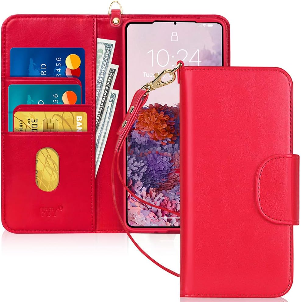 FYY Case for Samsung Galaxy S20 5G 6.2", [Kickstand Feature] Luxury PU Leather Wallet Case Flip Folio Cover with [Card Slots] and [Note Pockets] for Galaxy S20 5G 6.2 inch Red