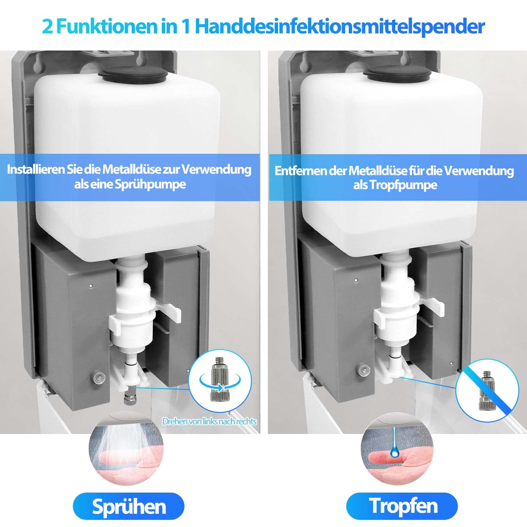 Automatischer Seifenspender, Jewaytec 1000ML Wandmontage Edelstahl Design Desinfektionsspender Sensor Auto Touchless Flüssigkeitsspender für Hotel, Büro, Haus, Restaurant, Silber