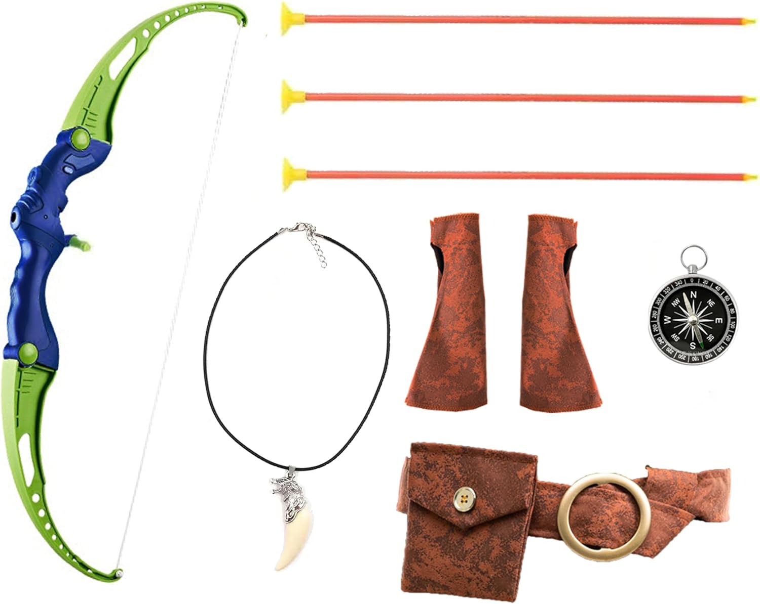 8 Pcs Archer Costume for Kids Boys Medieval Renaissance Hunter Costume with Cape - Image 3