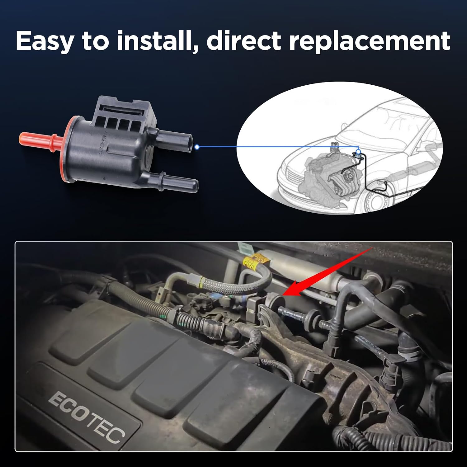 AITKEN Vapor Canister Purge Solenoid Valve Compatible with Malibu Equinox Spark Impala Cruze Camaro Colorado, GMC Terrain Canyon Acadia Cadillac CT6 CTS Buick 2013-2022 P/N 12632174.