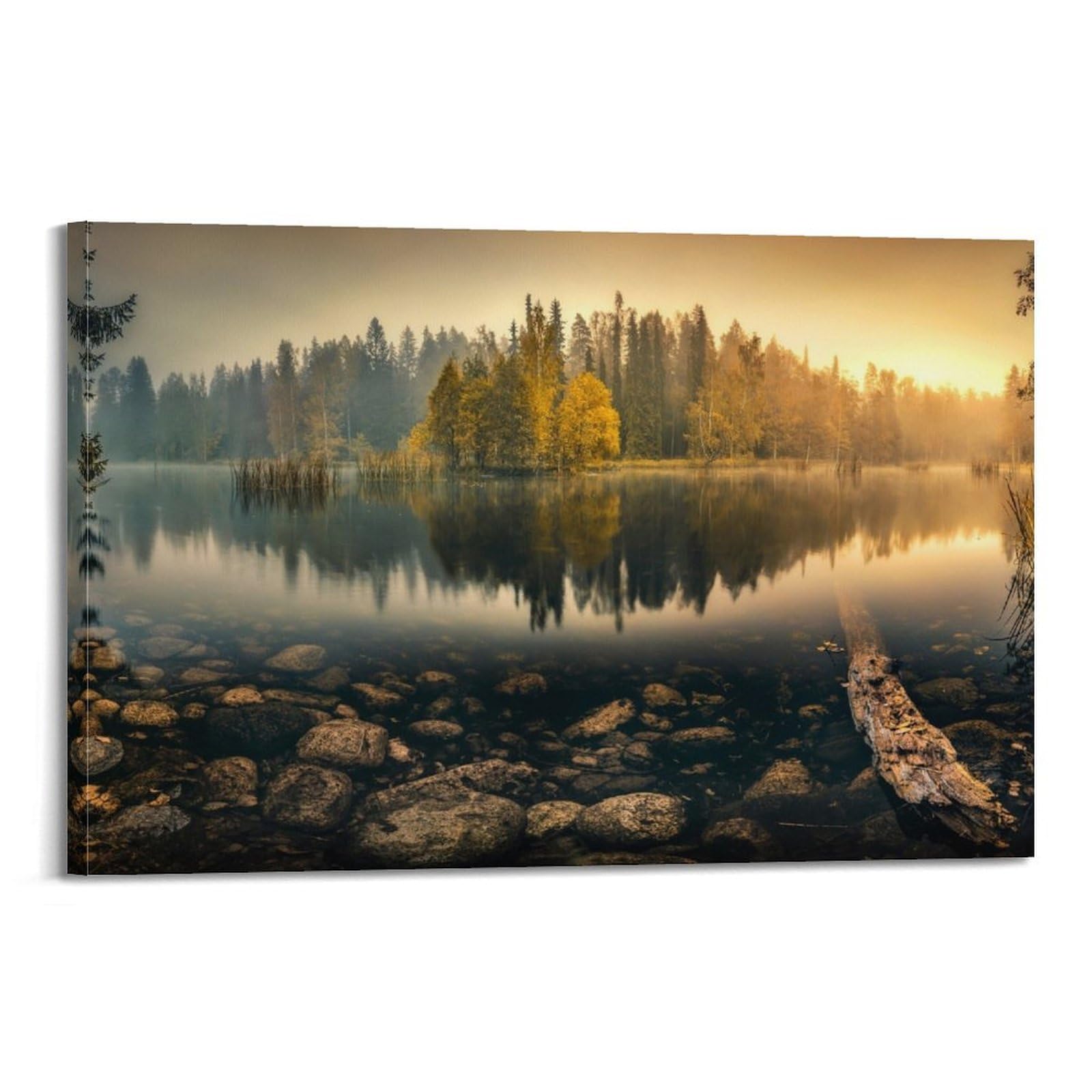 CXHJCA Mural Nature Poster Dawn Autumn Forest Lake Nature Scenery Poster Decorative Painting Canvas Wall Posters And Art Picture Print Modern Family Bedroom Decor Posters 24x36inch(60x90cm)