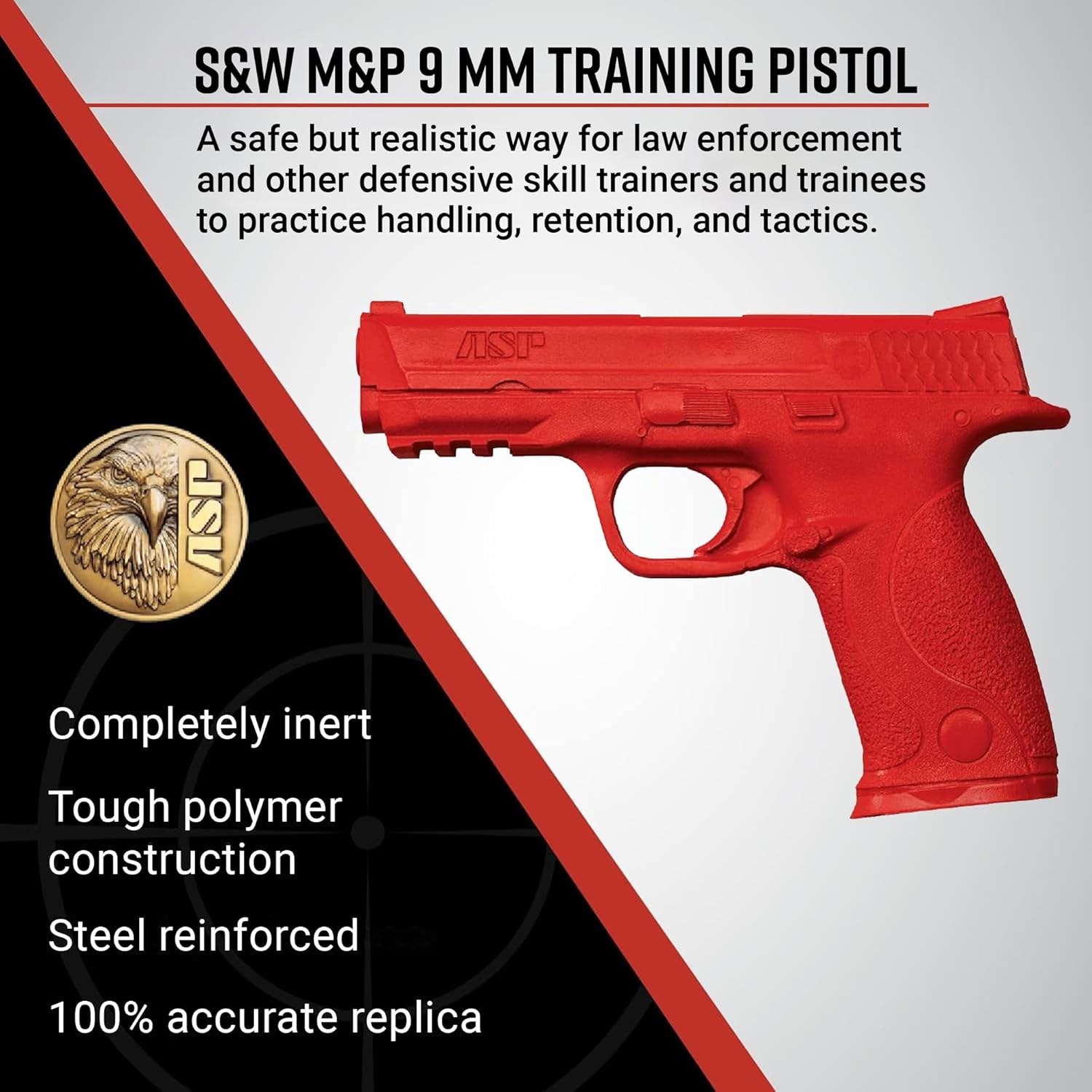 ASP Red Gun, Realistic Safe Training Replica Handgun, Non-Firing Law Enforcement Training Gun, Red