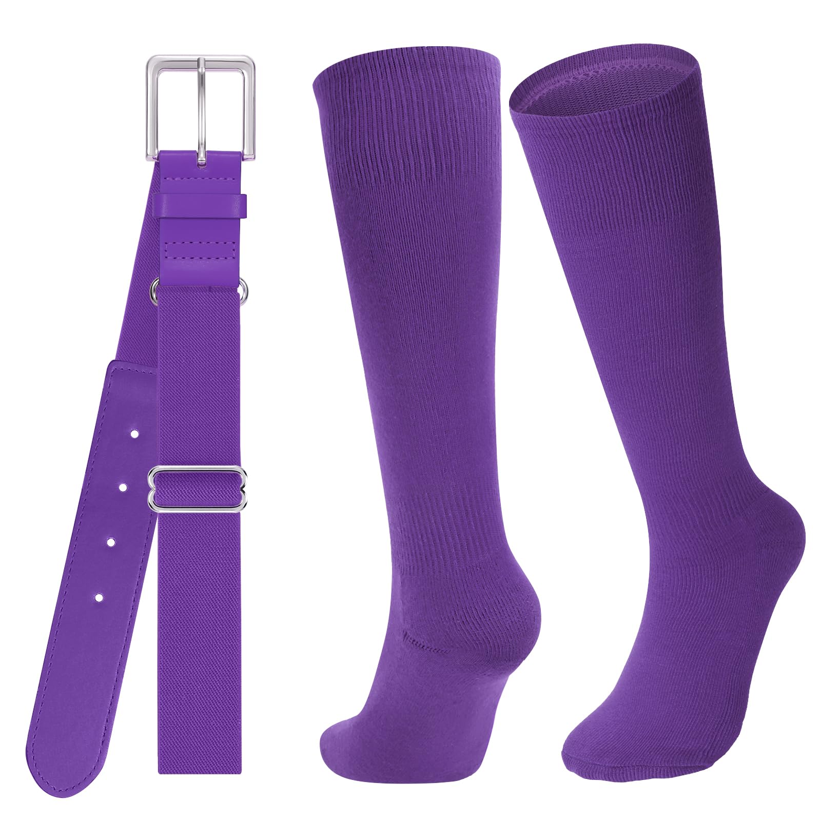 JASGOOD Baseball Socks and Belt for Youth Adult Softball Socks and Belt Combo Elastic Belt for Men