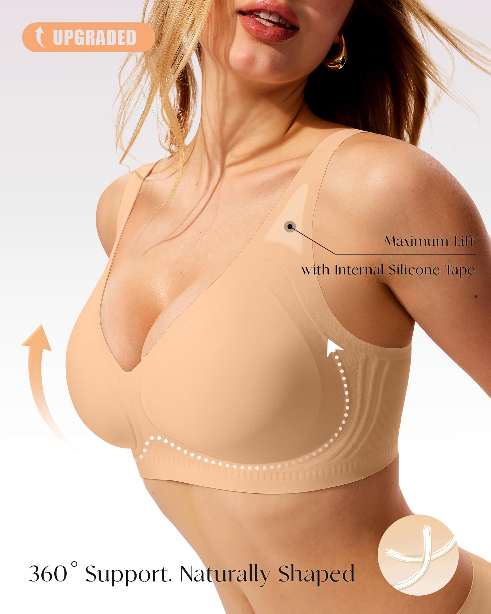 LetsJoli 2026 Jelly Bras for Women No Underwire Upgrade Wireless Deep V Seamless Push Up Plunge Comfortable Bralettes — view 2