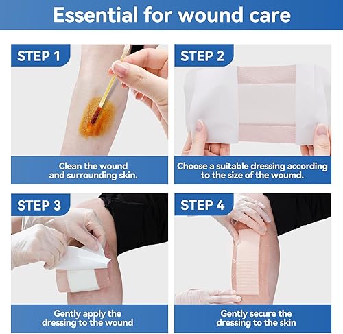 Miniatura 8 de Apósito de silicona súper absorbente para heridas, vendajes absorbentes grandes de 4 x 8 pulgadas con bordes adhesivos, apto para FSA HSA, apósitos