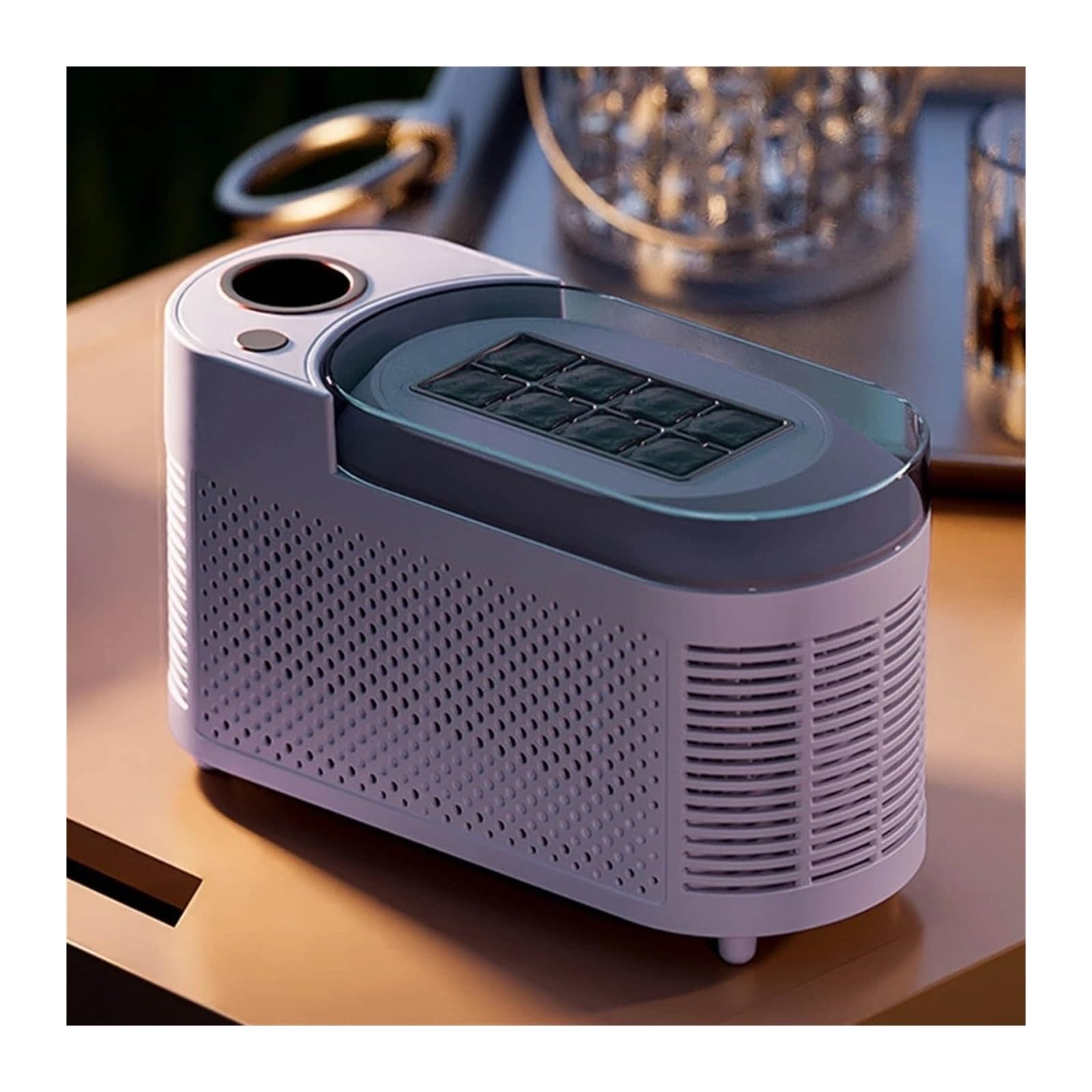 Tragbarer Eisbereiter for die Arbeitsplatte, energieeffizient, Miniatur-Eismaschine for Autos, elektrische Eismaschine for Zuhause, Küche, Camping für Zuhause/Küche/Büro(White)