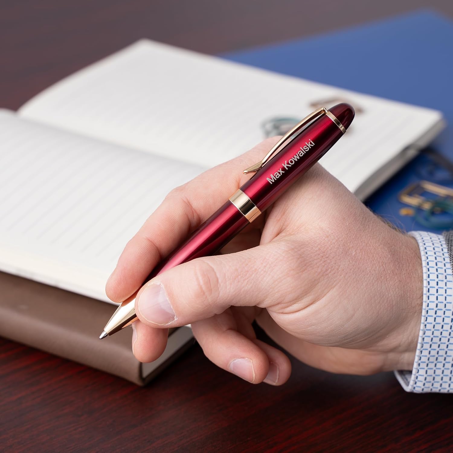 Dayspring Pens | Engraved Alexandria Twist Action Red Ballpoint Gift Pen with Case. Custom Engraved With Gift Recipient Name or Custom Message.