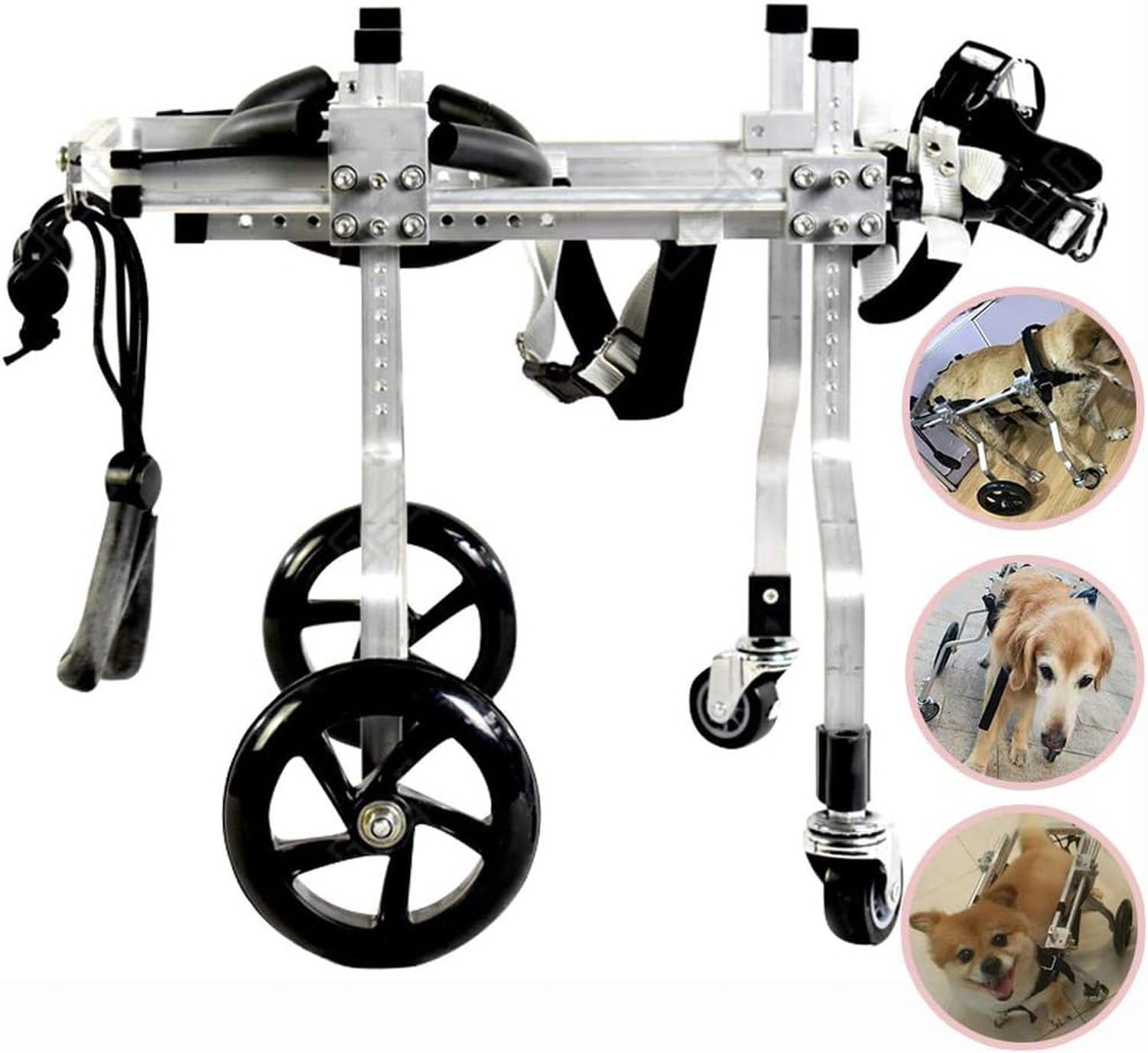 Silla de Ruedas Ajustable para Perro, Carrito de 4 Ruedas para Mascotas paralizadas, Asistente de Paseo y rehabilitación de Patas traseras (XXS-L)