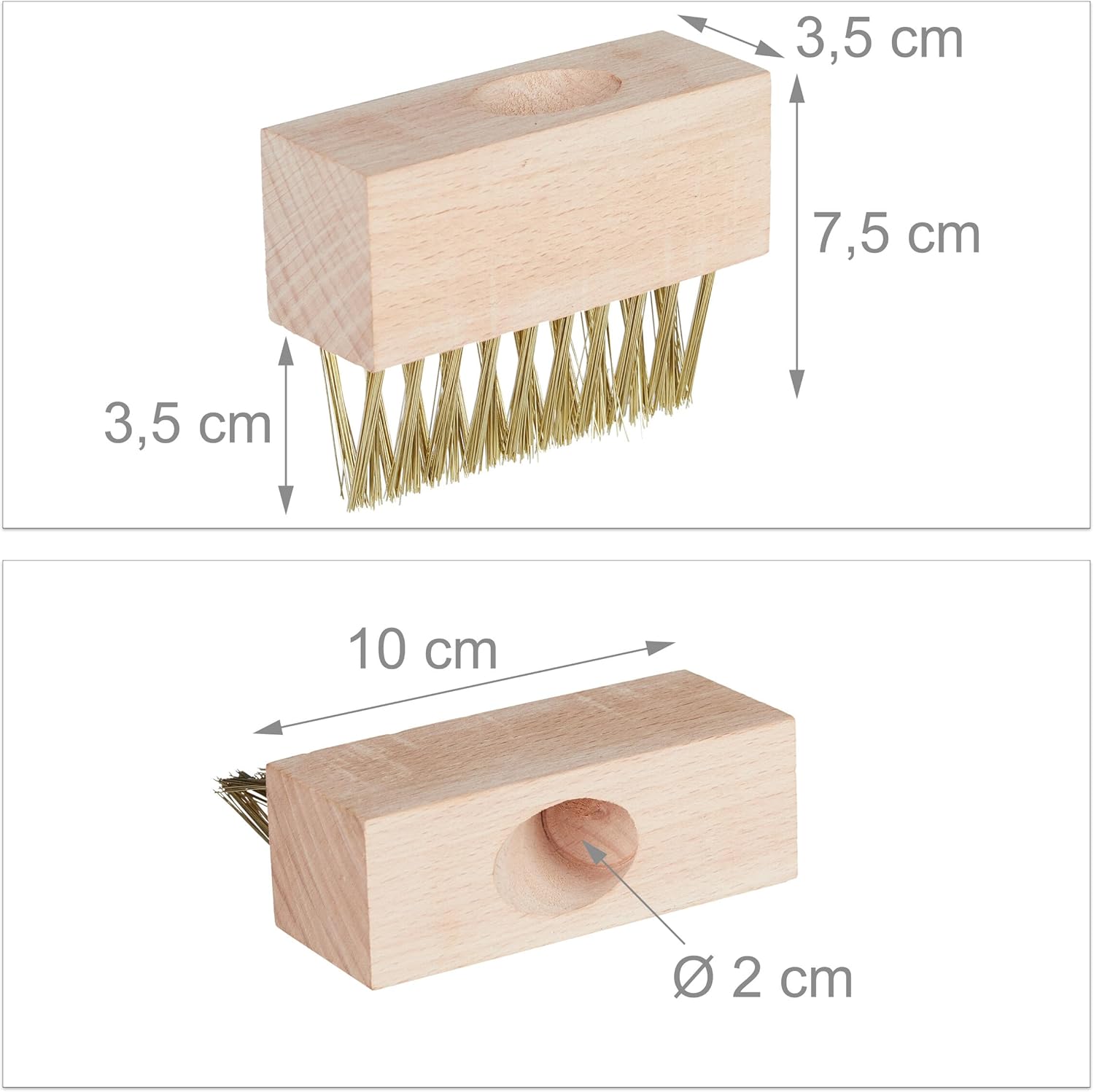 Relaxdays Grout, Set of 6, Weed & Moss Removal, Steel Bristles, Replacement Brushes, Garden & Patio, Natural/Gold, 70% Wood 30%, 6er Set