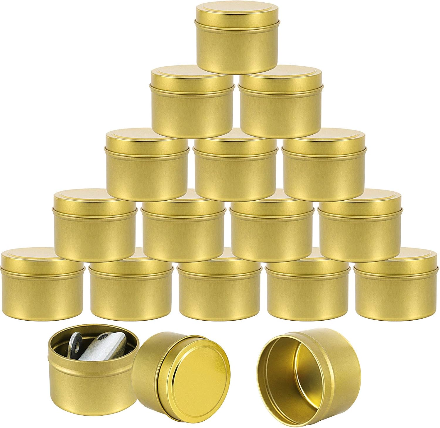 HAKZEON 48 Packs Gold Candle Tins, 4oz Bulk Candle Jars for Making Candles, Empty Candle Tins for Candles, Arts & Crafts Projects