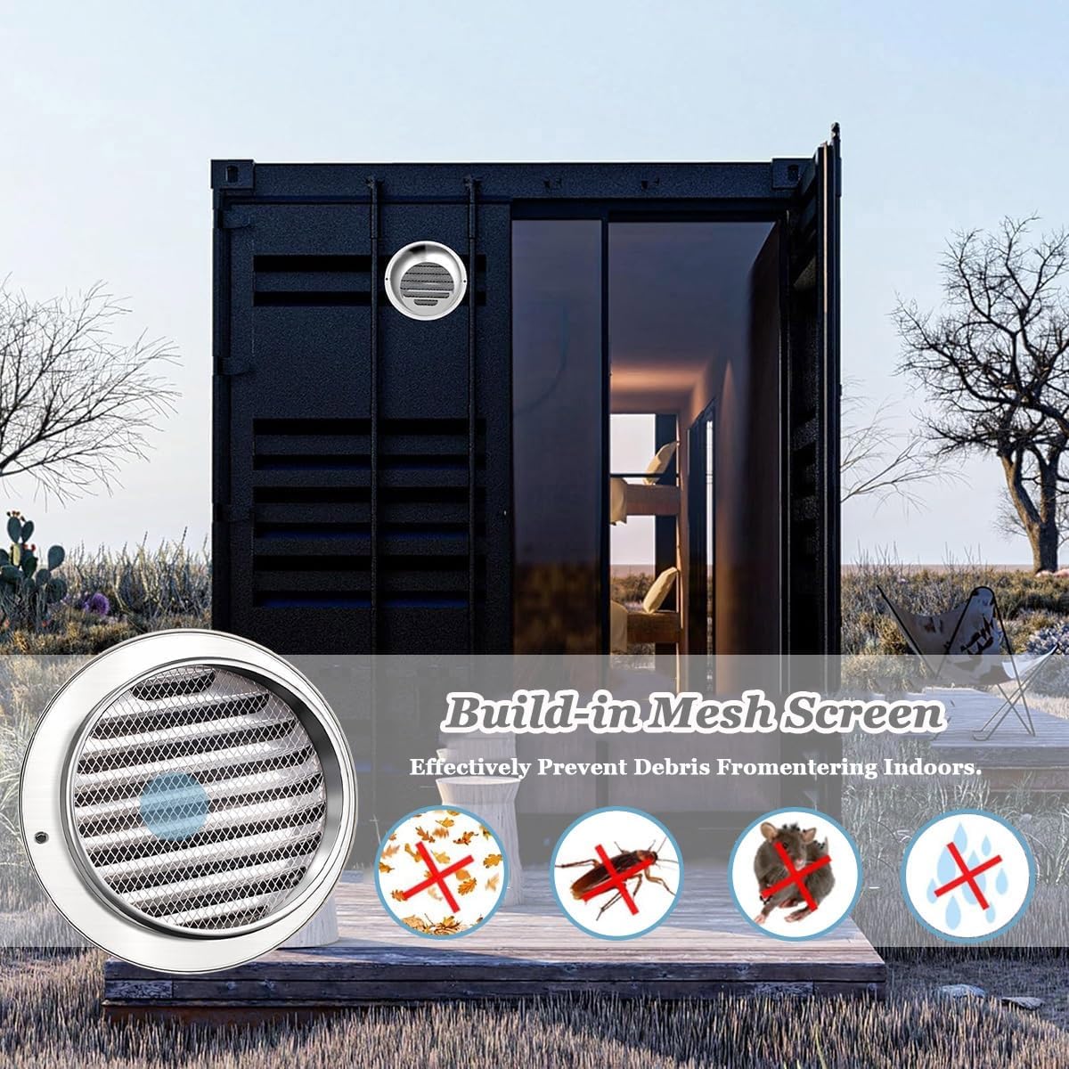 Wall Vent Cover Air Vents 304 Stainless Steel Dryer Vent Covers 2in 3in 4in 6in 7in 12in Rust-Proof Round Chimney Cap Soffit Vents for Home Bathroom Exterior Exhaust(250mm/9.84in)