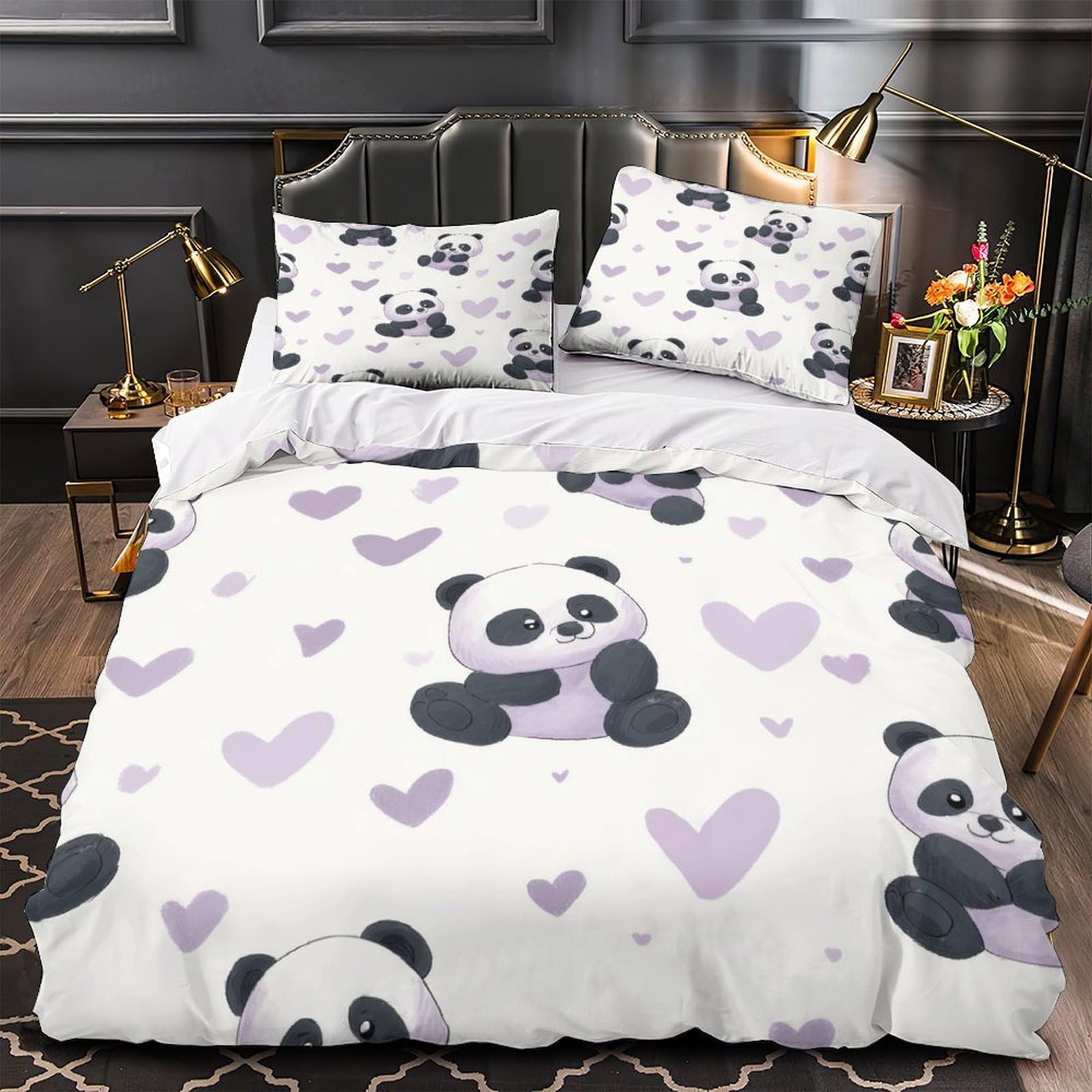 Housse de couette hibou 220x240 cm en microfibre avec parure de lit 3D et taies