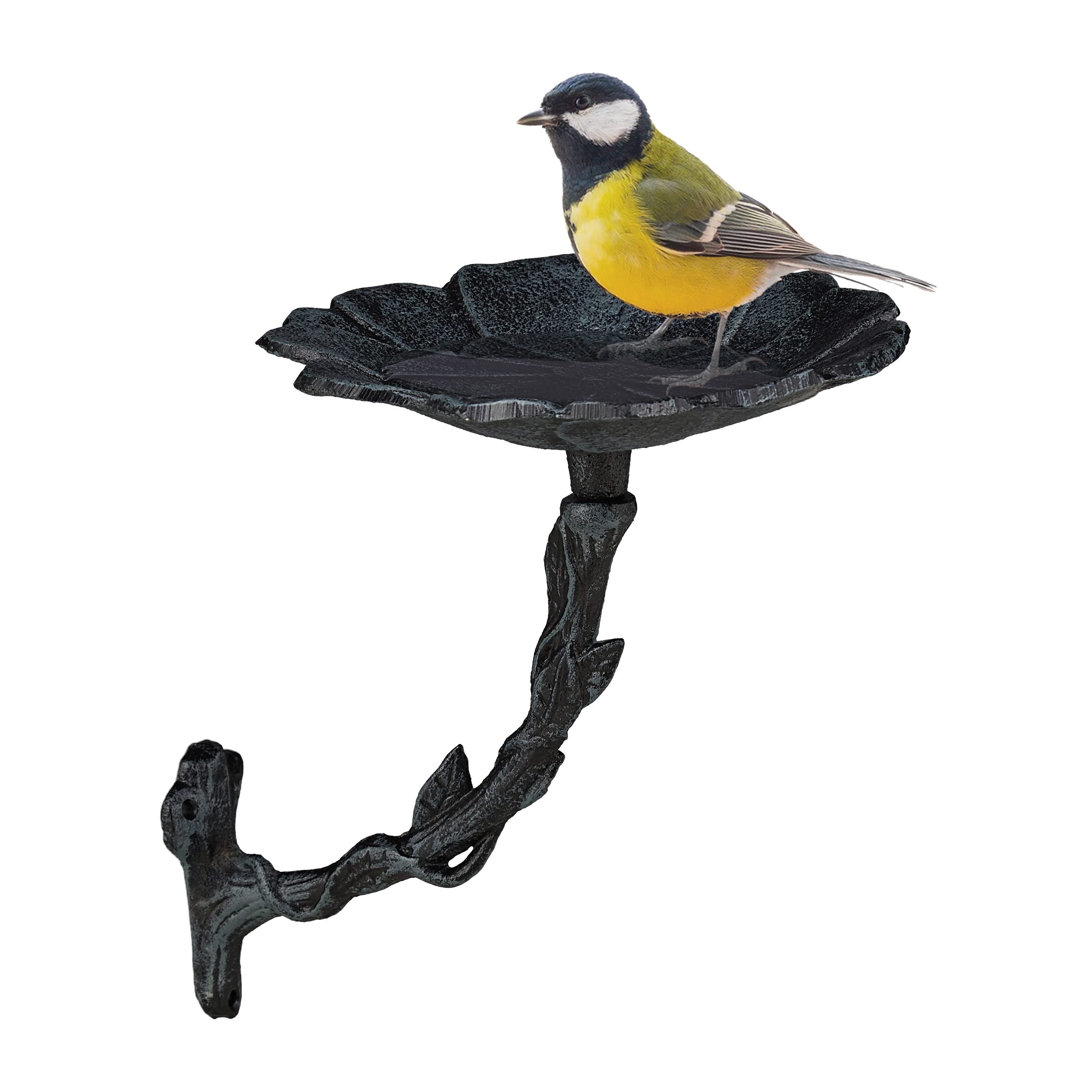 Relaxdays Bebedero Pájaros Hierro Fundido para Pared, Apto para la Intemperie, Aves Silvestres, Comedero, Color a Elegir