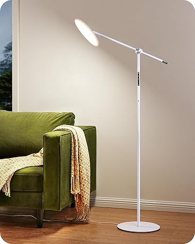 Lámpara de pie LED de lectura EDISHINE, lámpara regulable brillante de 1600LM con puerto tipo C, lámparas de pie altas con cabezal y brazo flexibles
