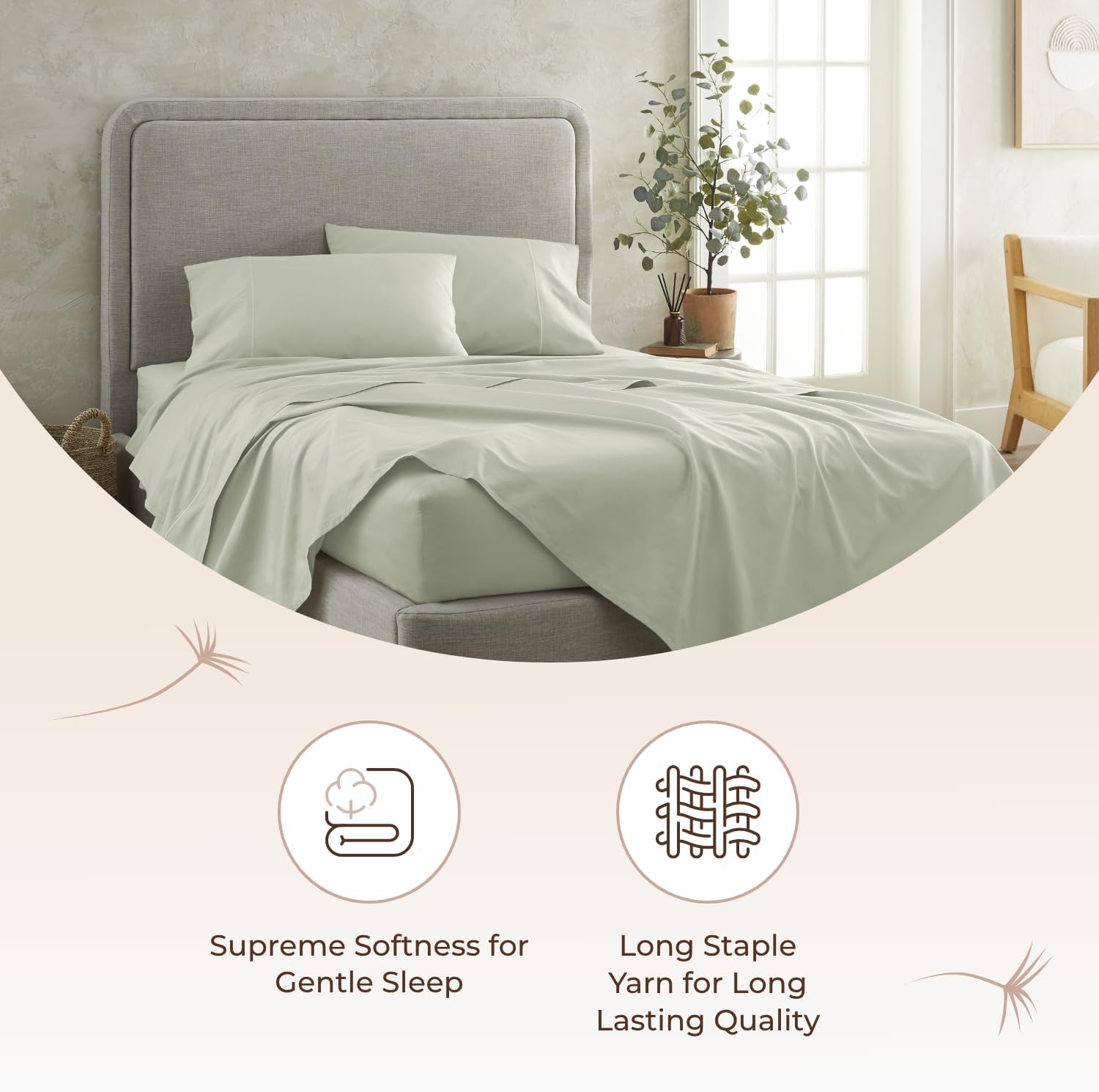Organic Twin Fitted Sheet Only Deep Pocket - 100% Organic Cotton Sheets with Breathable 300 Thread Count Sateen Weave GOTS & Fairtrade Certified - Soft Fitted Bed Sheets Only (Pastel Green, Twin)
