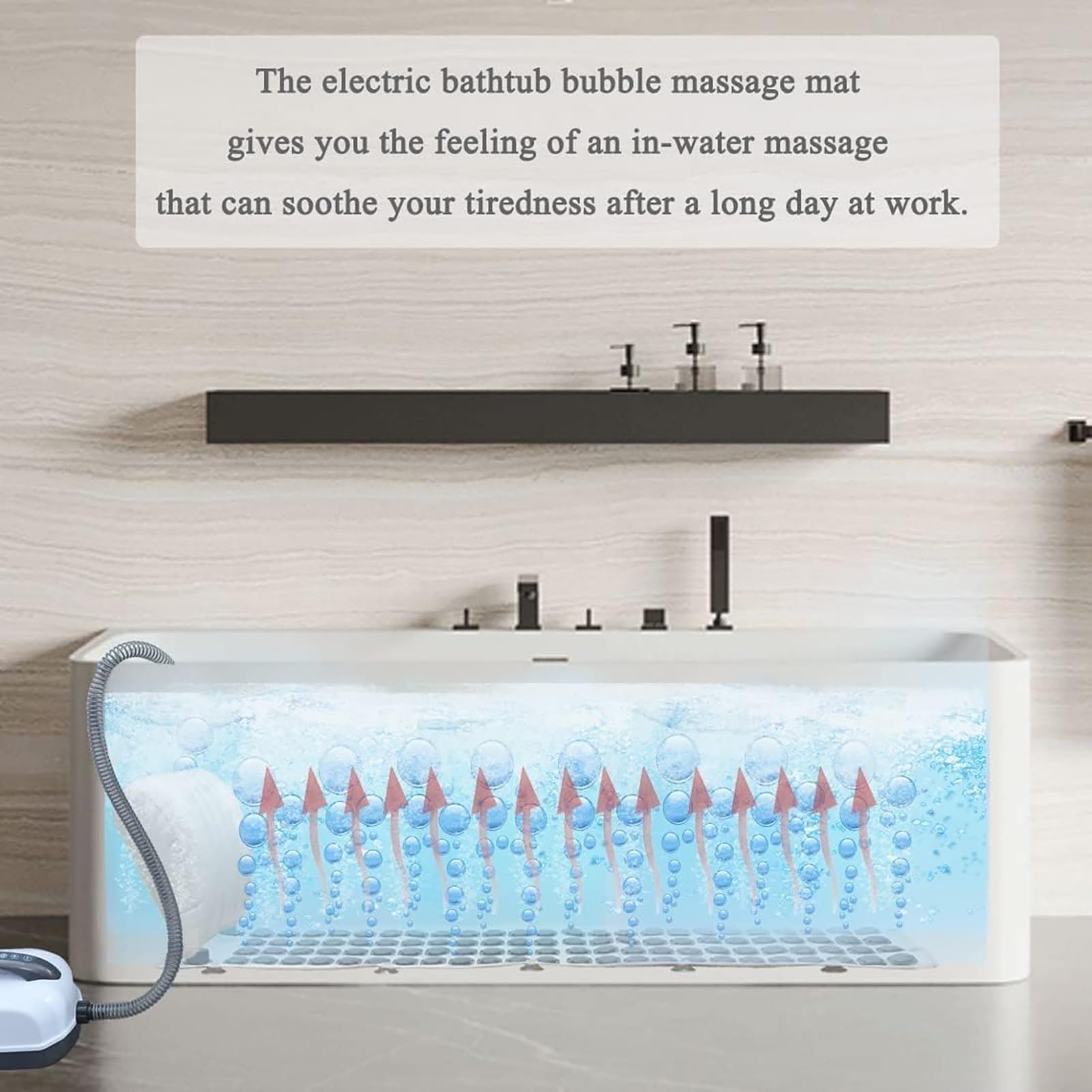 Macchina Tappetino Bagno Completo Corpo con Regolazione a 6 velocità | Il tappetino da bagno for massaggio surf domestico include 114 ugelli a bolle con cuscino gonfiabile + telecomando