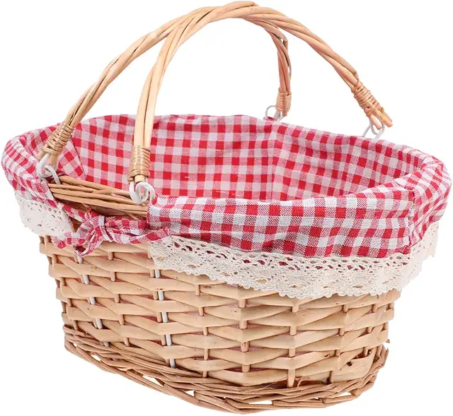 Cesta de Picnic Tejida Decorativa con Flores Secas - Varios Tamaños