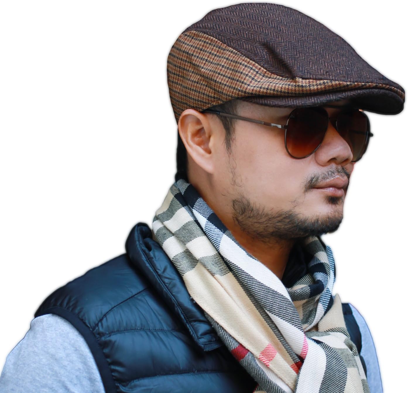 SALISA Newsboy Caps Plaid Wool Flat Cap.
