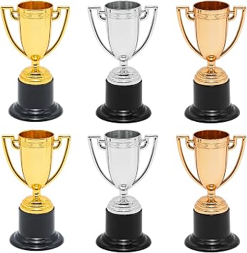 6 Pcs Mini Trophy Cups 4 Inch Plastic Trophies for Sports Games Parties